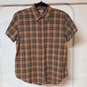 Y2K bkle Womens L Plaid Short Sleeve Button Up Shirt‎ Casual Outdoor Streetwear